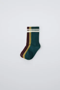 PACK DE TRÊS PARES DE MEIAS COM BANDAS-ZARA New