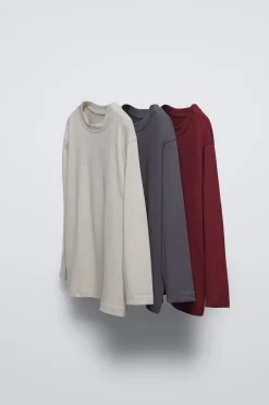 PACK DE TRÊS T-SHIRTS LISAS-ZARA Shop