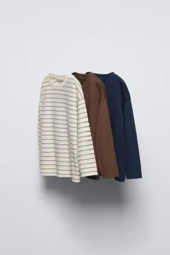 PACK DE TRÊS T-SHIRTS ÀS RISCAS-ZARA Online