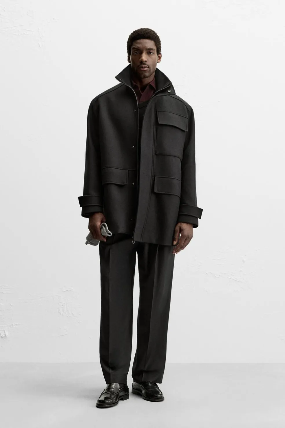 ZARA Vestuário De Inverno|Sobretudos / Gabardinas^PARKA DE PANO COM LÃ Preto