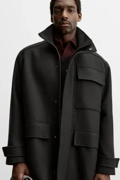 ZARA Vestuário De Inverno|Sobretudos / Gabardinas^PARKA DE PANO COM LÃ Preto