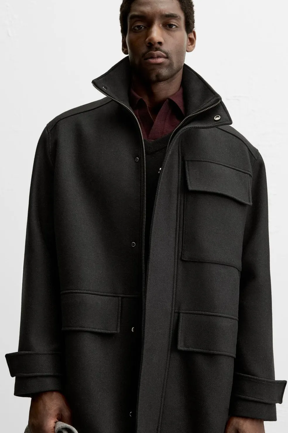 ZARA Vestuário De Inverno|Sobretudos / Gabardinas^PARKA DE PANO COM LÃ Preto