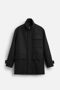 ZARA Vestuário De Inverno|Sobretudos / Gabardinas^PARKA DE PANO COM LÃ Preto