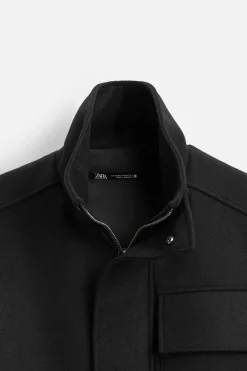 ZARA Vestuário De Inverno|Sobretudos / Gabardinas^PARKA DE PANO COM LÃ Preto