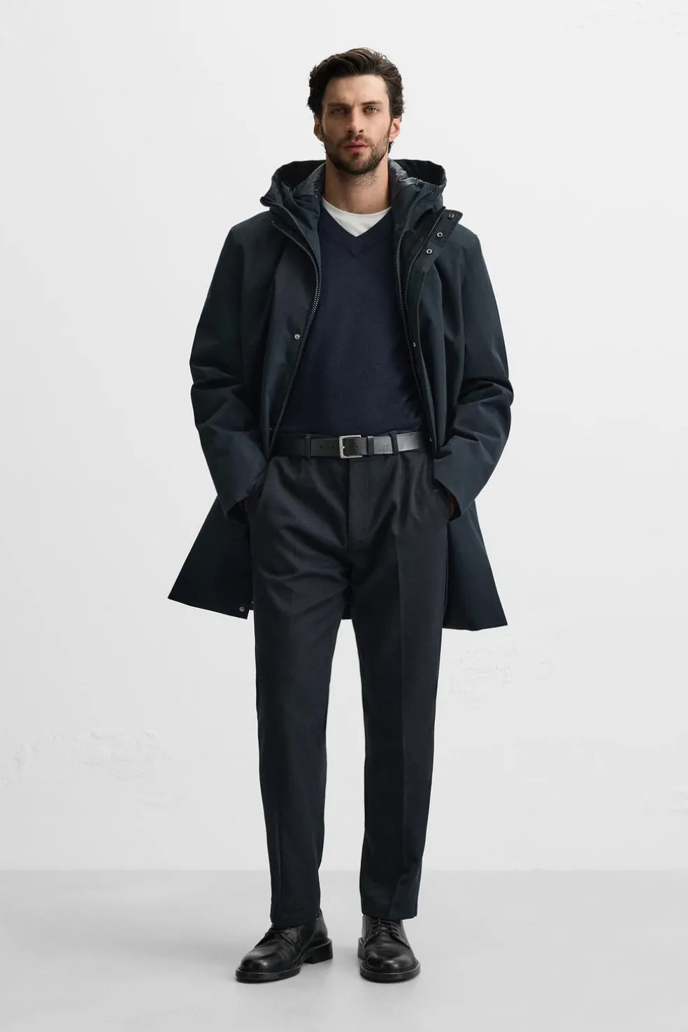 ZARA Vestuário De Inverno|Sobretudos / Gabardinas^PARKA TÉCNICA COM GOLA REMOVÍVEL Azul-marinho