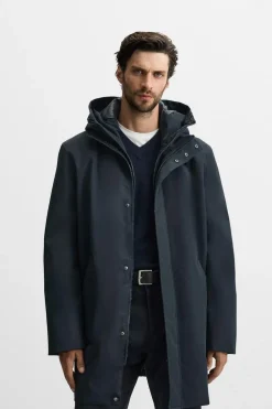 ZARA Vestuário De Inverno|Sobretudos / Gabardinas^PARKA TÉCNICA COM GOLA REMOVÍVEL Azul-marinho