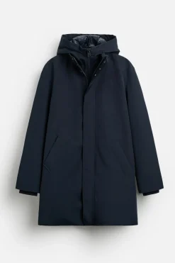 ZARA Vestuário De Inverno|Sobretudos / Gabardinas^PARKA TÉCNICA COM GOLA REMOVÍVEL Azul-marinho