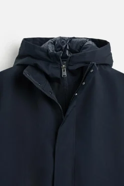 ZARA Vestuário De Inverno|Sobretudos / Gabardinas^PARKA TÉCNICA COM GOLA REMOVÍVEL Azul-marinho