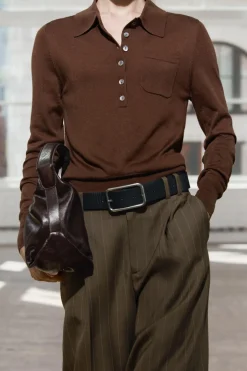 ZARA Cardigan / Camisolas|Malha^POLO BÁSICO EM LÃ chocolate