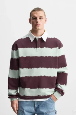 ZARA Polos^POLO COM ESTAMPADO ÀS RISCAS TIE DYE Multicolor