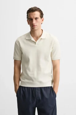 ZARA T-Shirts|Polos^POLO COM ESTRUTURA E NERVURAS Branco-marfim