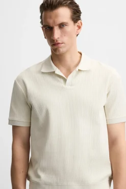ZARA T-Shirts|Polos^POLO COM ESTRUTURA E NERVURAS Branco-marfim