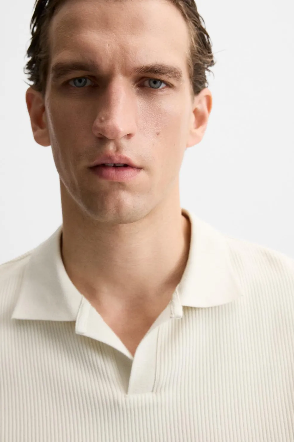 ZARA T-Shirts|Polos^POLO COM ESTRUTURA E NERVURAS Branco-marfim