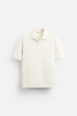 ZARA T-Shirts|Polos^POLO COM ESTRUTURA E NERVURAS Branco-marfim