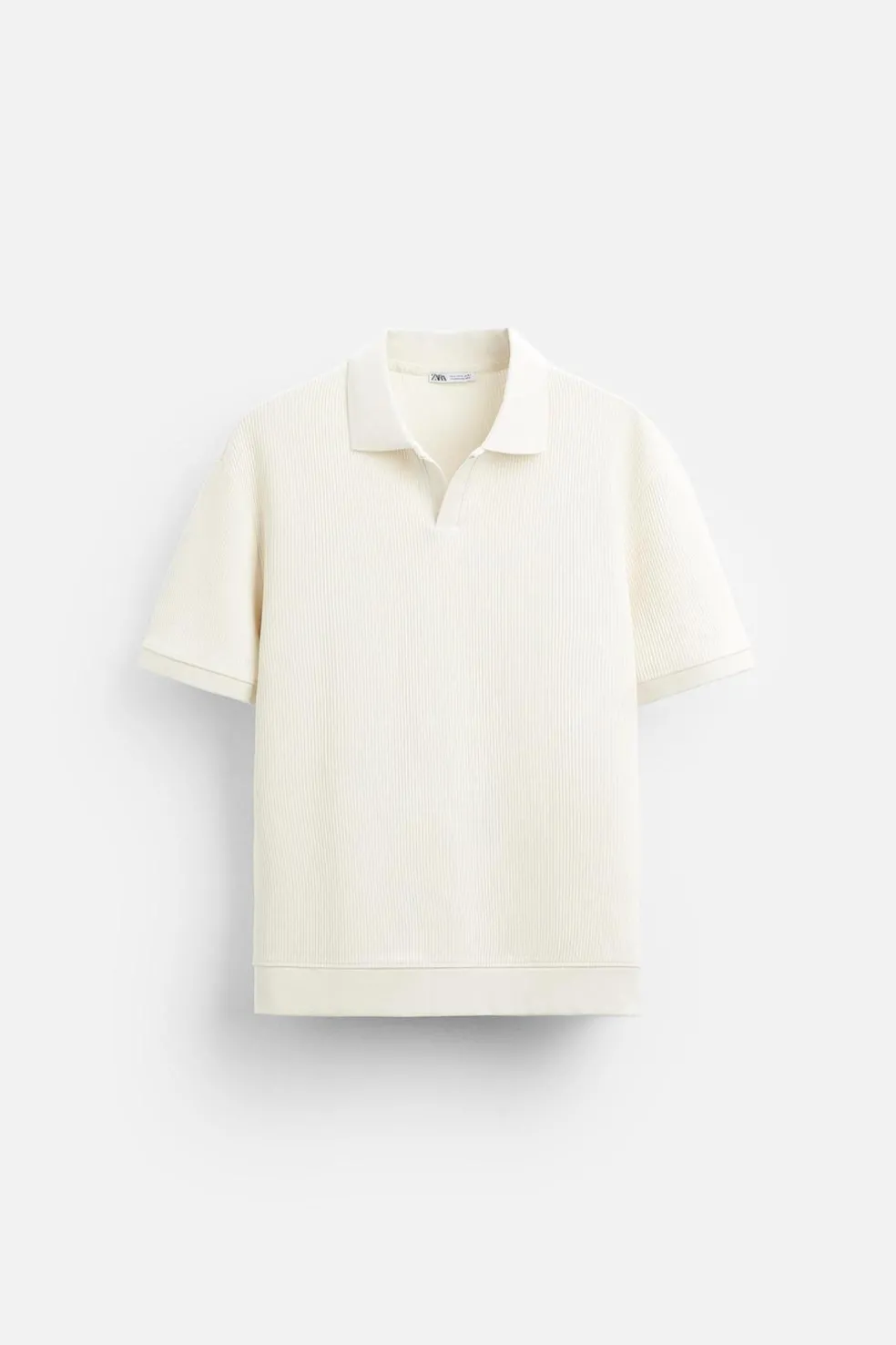 ZARA T-Shirts|Polos^POLO COM ESTRUTURA E NERVURAS Branco-marfim