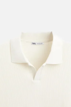 ZARA T-Shirts|Polos^POLO COM ESTRUTURA E NERVURAS Branco-marfim