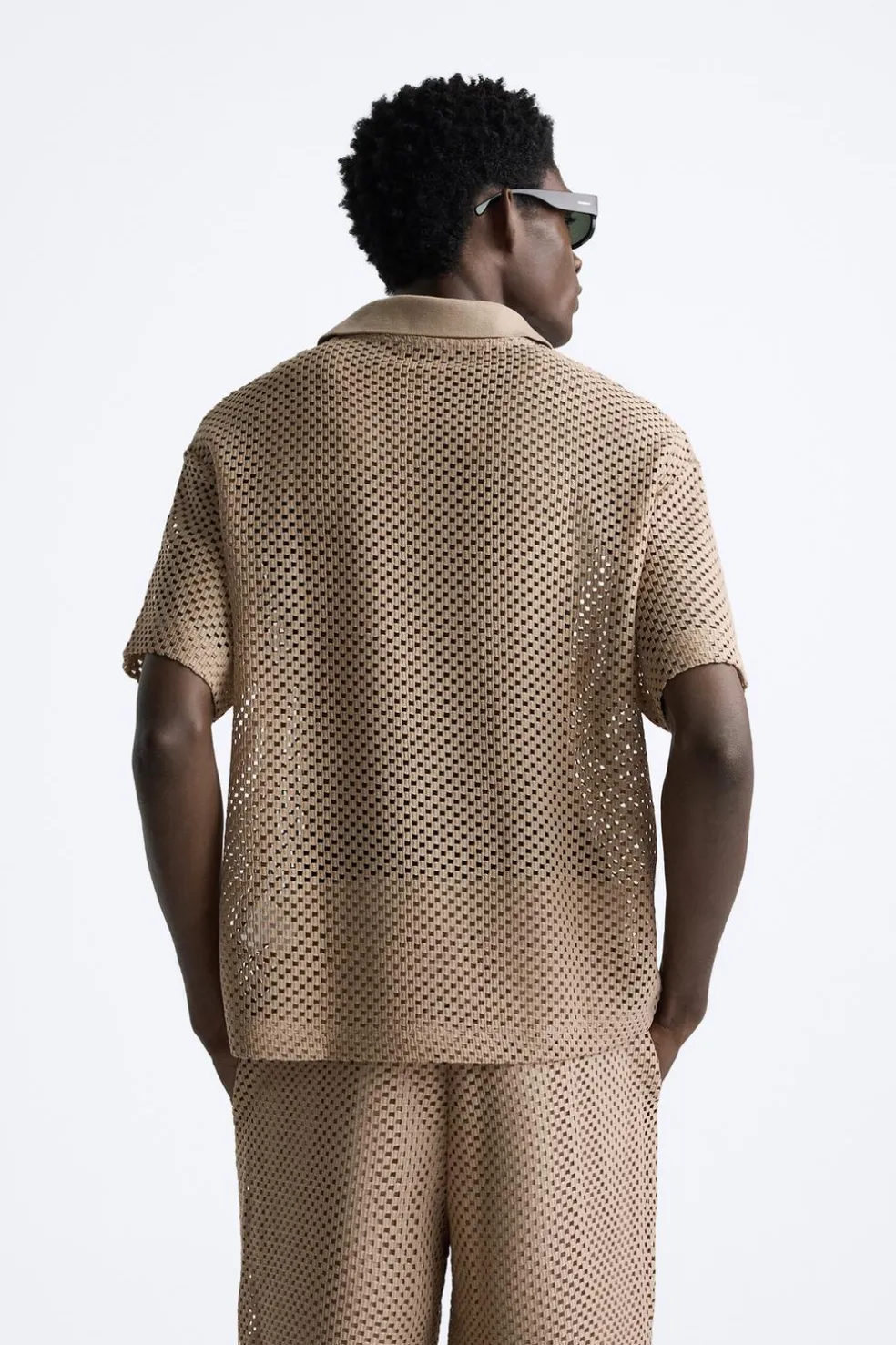 ZARA Polos^POLO COM ESTRUTURA E RENDILHADOS Castanho-claro