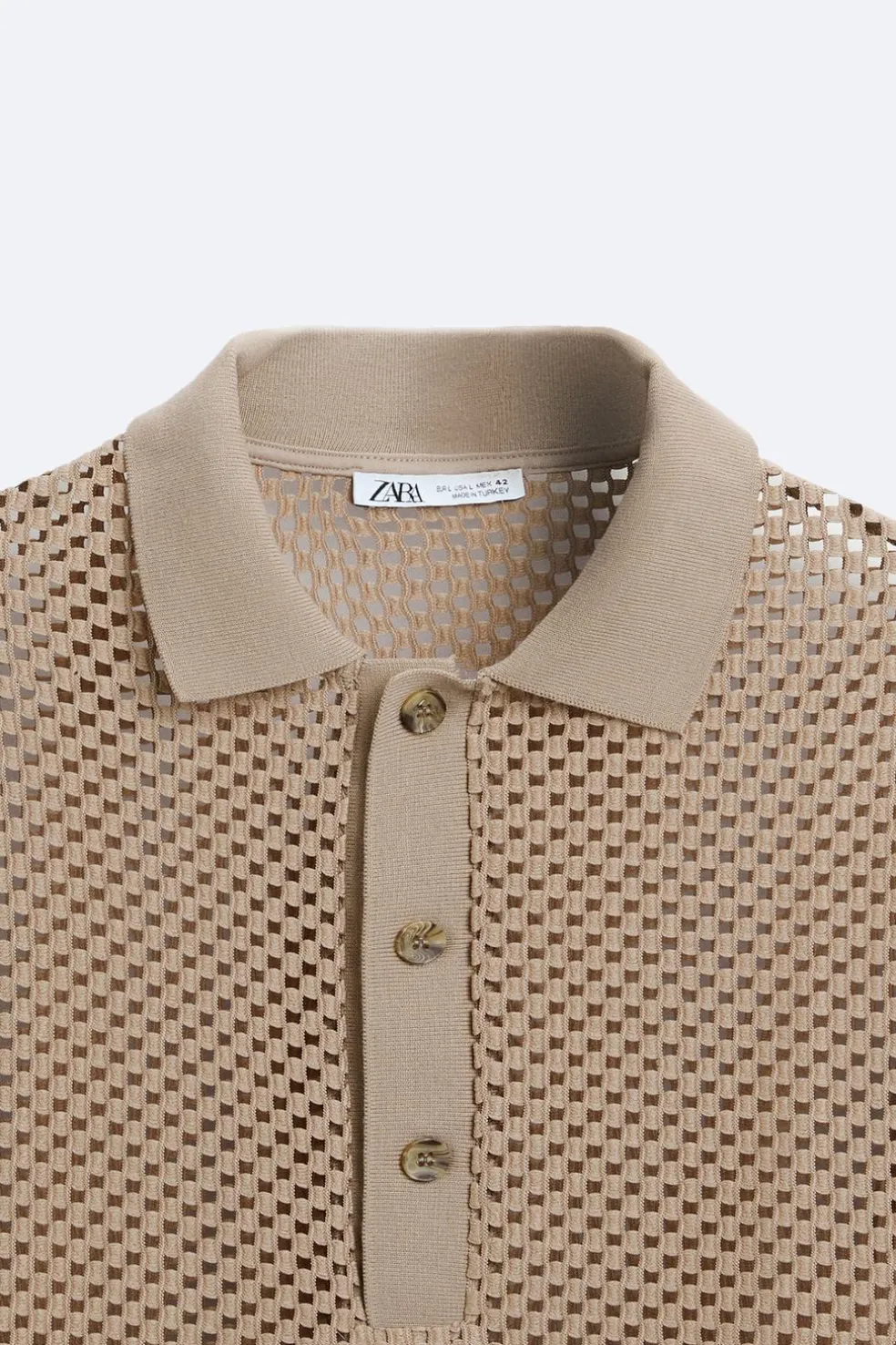 ZARA Polos^POLO COM ESTRUTURA E RENDILHADOS Castanho-claro
