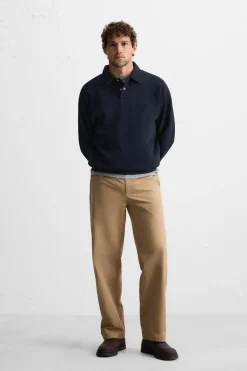 ZARA Polos^POLO COM ESTRUTURA INTERLOCK Azul-marinho