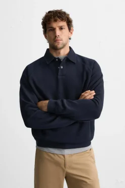 ZARA Polos^POLO COM ESTRUTURA INTERLOCK Azul-marinho