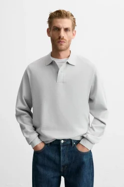 ZARA Polos^POLO COM ESTRUTURA PIQUÉ Azul-celeste-claro