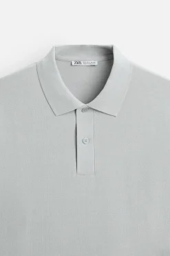 ZARA Polos^POLO COM ESTRUTURA PIQUÉ Azul-celeste-claro