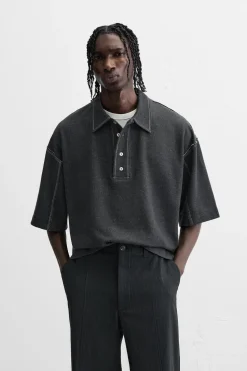 ZARA T-Shirts|Polos^POLO COM PESPONTO CONTRASTANTE Azul-marinho