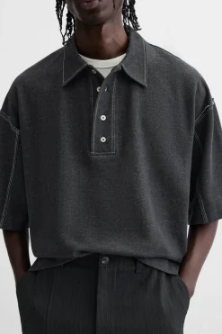 ZARA T-Shirts|Polos^POLO COM PESPONTO CONTRASTANTE Azul-marinho