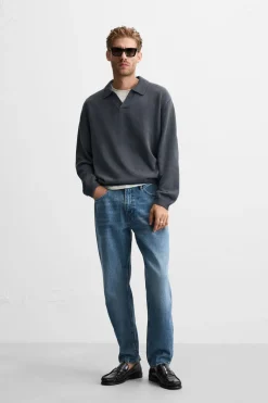 ZARA Camisola / Casacos|Polos^POLO DE MALHA Cinzento-antracito