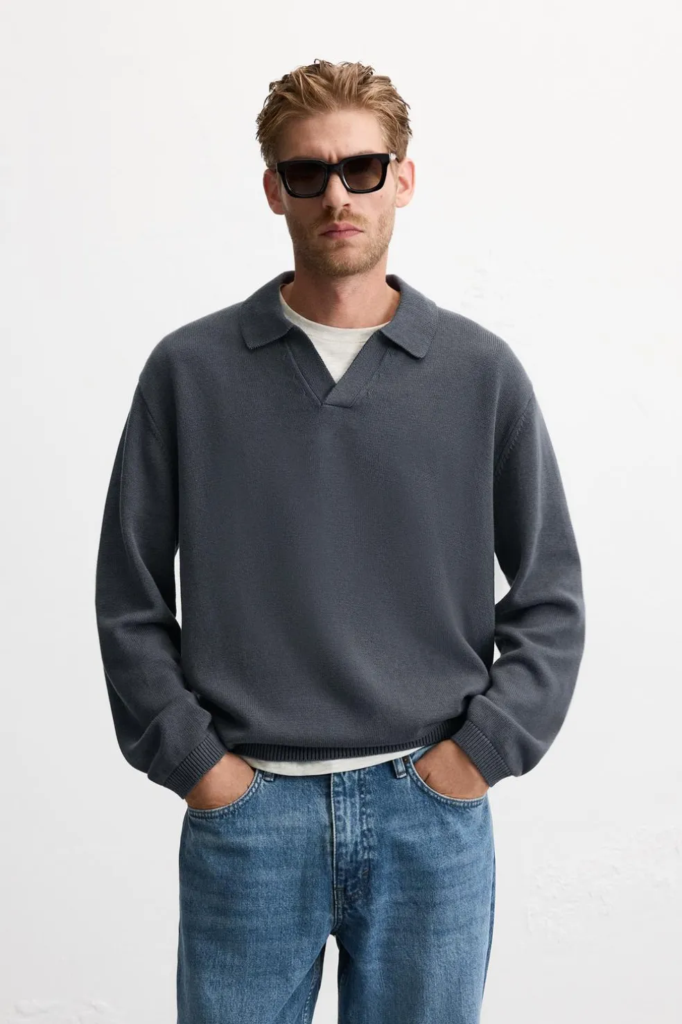 ZARA Camisola / Casacos|Polos^POLO DE MALHA Cinzento-antracito