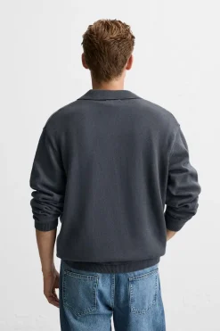 ZARA Camisola / Casacos|Polos^POLO DE MALHA Cinzento-antracito