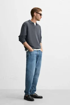 ZARA Camisola / Casacos|Polos^POLO DE MALHA Cinzento-antracito