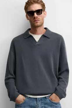 ZARA Camisola / Casacos|Polos^POLO DE MALHA Cinzento-antracito