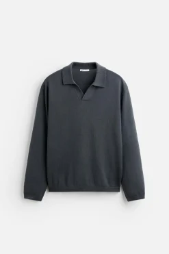 ZARA Camisola / Casacos|Polos^POLO DE MALHA Cinzento-antracito