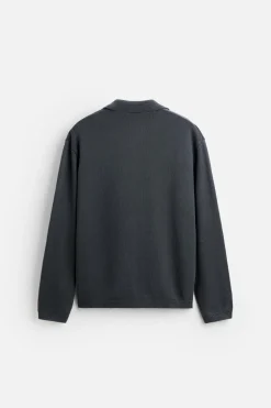 ZARA Camisola / Casacos|Polos^POLO DE MALHA Cinzento-antracito