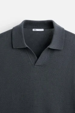 ZARA Camisola / Casacos|Polos^POLO DE MALHA Cinzento-antracito
