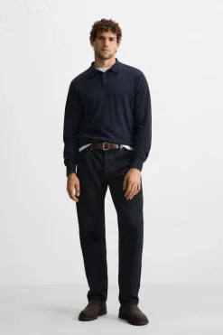 ZARA Camisola / Casacos|Polos^POLO DE MALHA 100% CAXEMIRA Azul-marinho