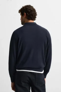 ZARA Camisola / Casacos|Polos^POLO DE MALHA 100% CAXEMIRA Azul-marinho