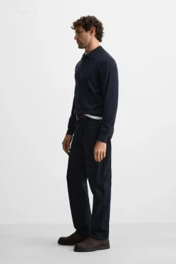 ZARA Camisola / Casacos|Polos^POLO DE MALHA 100% CAXEMIRA Azul-marinho