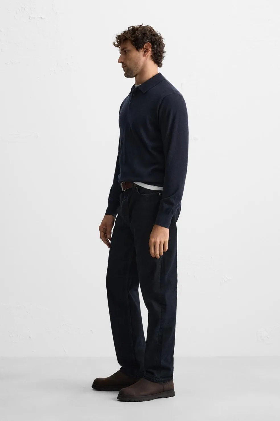 ZARA Camisola / Casacos|Polos^POLO DE MALHA 100% CAXEMIRA Azul-marinho