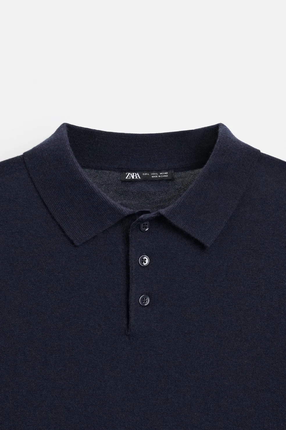 ZARA Camisola / Casacos|Polos^POLO DE MALHA 100% CAXEMIRA Azul-marinho