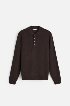 ZARA Camisola / Casacos|Polos^POLO DE MALHA ALGODÃO - LÃ Castanho-vigoré