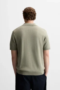 ZARA Camisola / Casacos|Polos^POLO DE MALHA ALGODÃO - LINHO Verde
