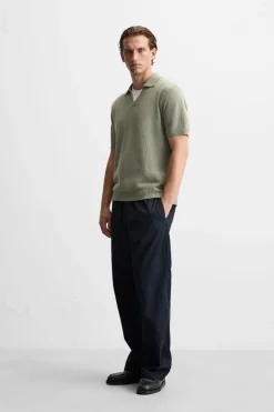 ZARA Camisola / Casacos|Polos^POLO DE MALHA ALGODÃO - LINHO Verde