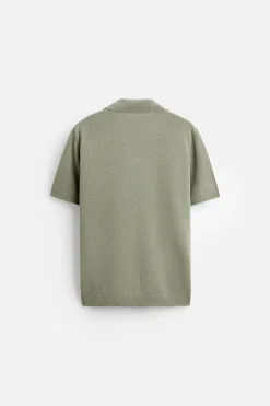 ZARA Camisola / Casacos|Polos^POLO DE MALHA ALGODÃO - LINHO Verde