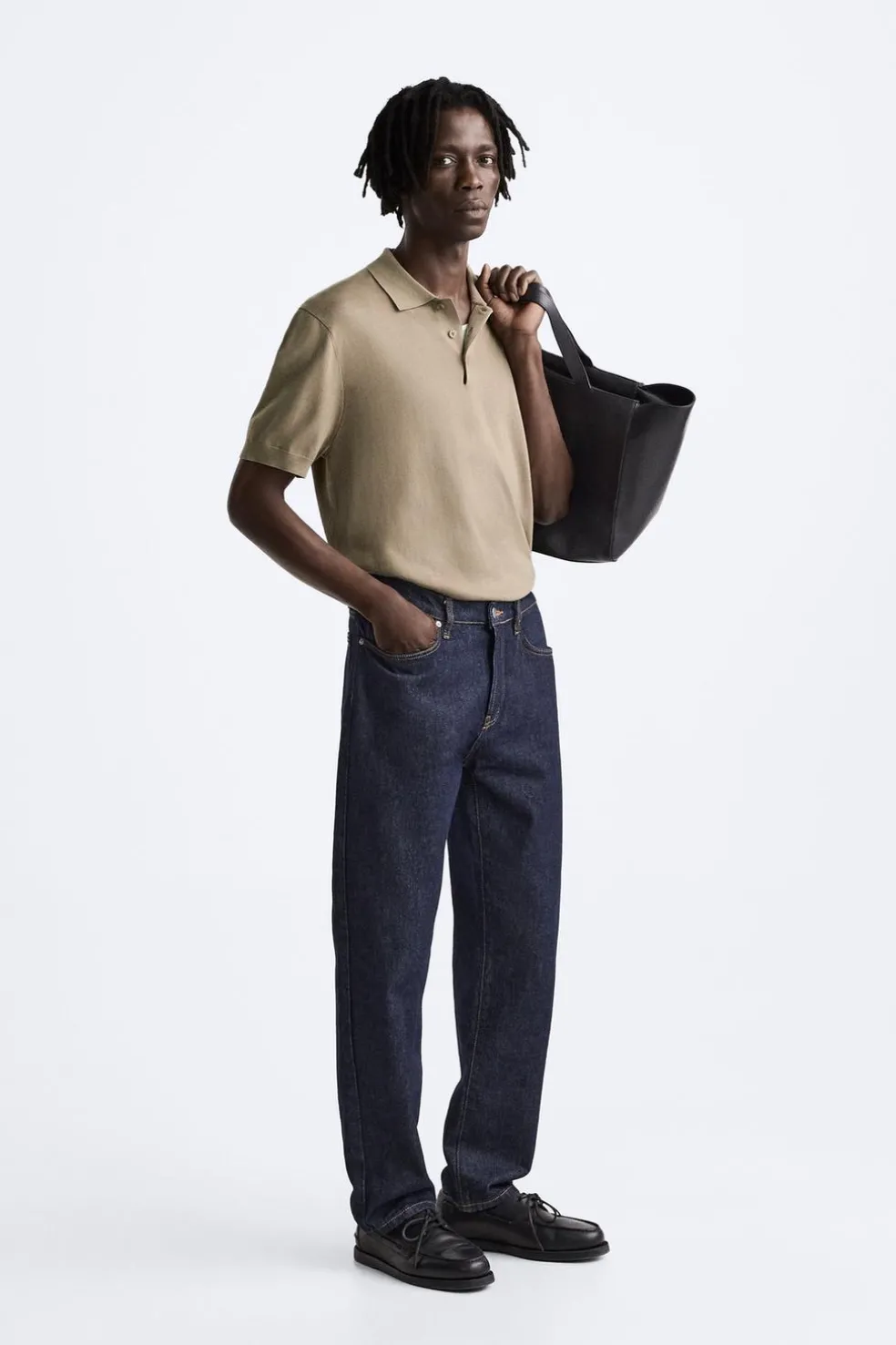 ZARA Camisola / Casacos|Polos^POLO DE MALHA ALGODÃO - LYOCELL Areia