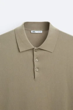ZARA Camisola / Casacos|Polos^POLO DE MALHA ALGODÃO - LYOCELL Areia