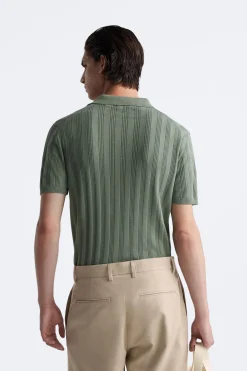 ZARA Camisola / Casacos|Polos^POLO DE MALHA CANELADA Esverdeado