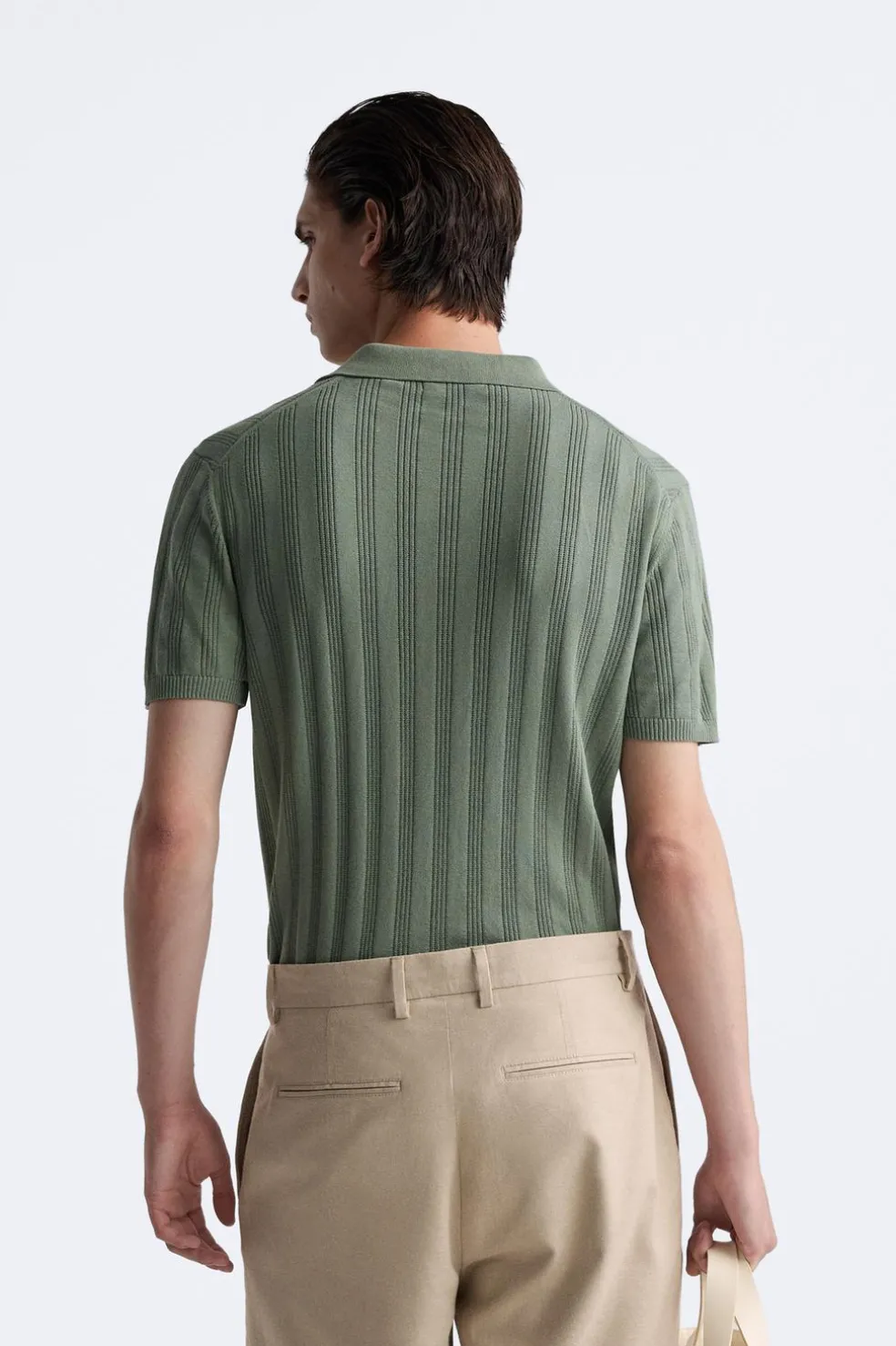 ZARA Camisola / Casacos|Polos^POLO DE MALHA CANELADA Esverdeado