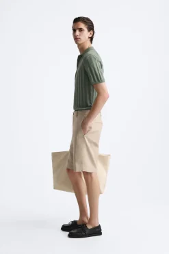 ZARA Camisola / Casacos|Polos^POLO DE MALHA CANELADA Esverdeado